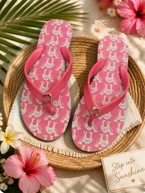 Kate Spade New York/ camel print Flip Flops/ woman’s  7/8 M/ Spade Logo